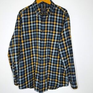 Pendleton‎ Canterbury Plaid Flannel Shirt Mens XL Blue/Yellow